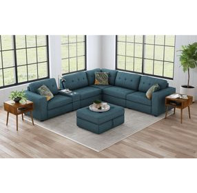Harleigh Teal Upholstered Square Storage Ottoman