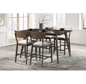 Rex Walnut Rectangular Counter Height Dining Room Set