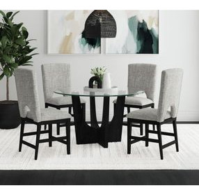 Salem Black 52" Round Glass Top Counter Height Table
