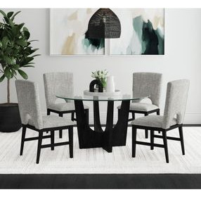 Salem Black 52" Round Glass Top Dining Table