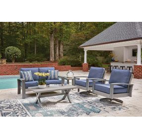 Dillon Beach Blue Performance Fabric 59" Outdoor Loveseat with Cushion