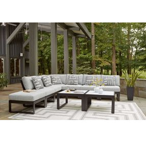 Beachloft Gray Performance Fabric 7 Piece Modular Outdoor Sectional with Pillows