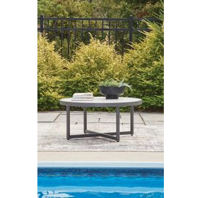 North Island Gray Round Outdoor Sintered Stone Top Coffee Table