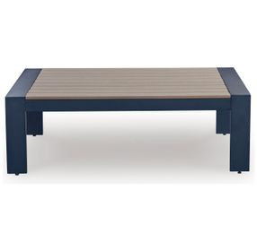 Mabry Shores Navy Blue and Driftwood Rectangular Outdoor Occasional Table Set