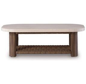Angel Island Beige and Brown Rectangular Outdoor Occasional Table Set