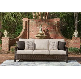 Drakes Beach Beige Performance Fabric 85" Outdoor Sofa with Cushion