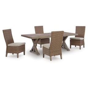 Revare Beach Beige 5-Piece Patio Dining Set with 4 Side Chairs