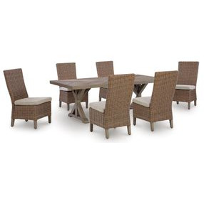 Revare Beach Beige 7-Piece Patio Dining Set with 6 Side Chairs