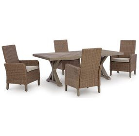 Revare Beach Beige 5-Piece Patio Dining Set with 4 Arm Chairs