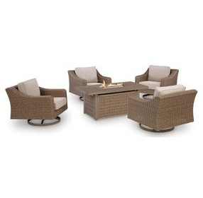 Revare Beach Beige 5-Piece Outdoor Fire Pit Set