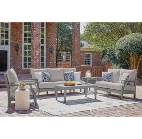Lone View Bay Gray Performance Fabric 80" Outdoor Sofa with Cushion