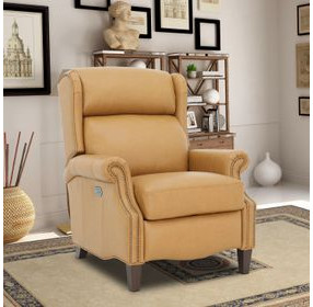 Philadelphia Santa Fe Brandy Leather Power Recliner with Power Headrest and Power Lumbar