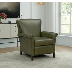 Phoebe Dobbs Sage Leather Push Thru The Arms Recliner