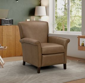 Phoebe Hillwood Toffee Leather Push Thru The Arms Recliner