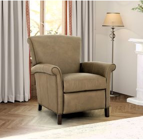 Phoebe Cashmere Taupe Leather Push Thru The Arms Recliner