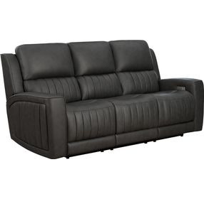 Pierce Homerun Dark Gray Leather Zero Gravity Power Reclining Living Room Set with Power Headrests and Lumbar