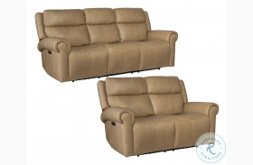 Oberon Caruso Sand Leather Zero Gravity Power Reclining Living Room Set with Power Headrest