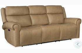 Oberon Caruso Sand Leather Zero Gravity Power Reclining Sofa with Power Headrest