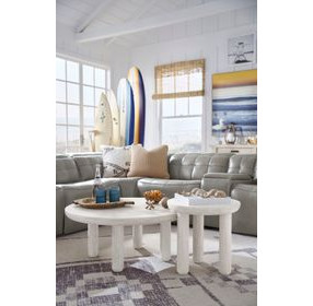 Sunset Cove Moonlight Pearl Round Nesting Cocktail Table