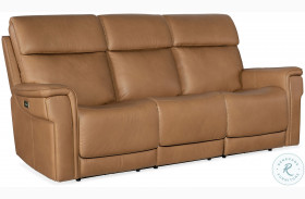 Lyra Sahara Sandalwood Leather Zero Gravity Power Reclining Sofa With Power Headrest