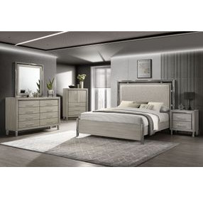 Lennox Gray California King Upholstered Panel Bed