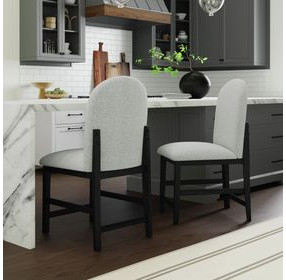 Canal Gray Upholstered Round Counter Height Stool Set of 2