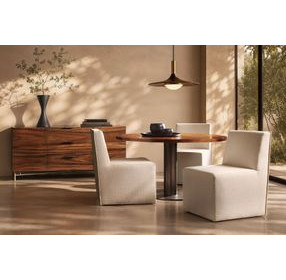 Brasea Beige Performance Fabric Upholstered Side Chair with Caster
