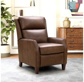 Pryce Oasis Walnut Leather Push Thru The Arms Recliner