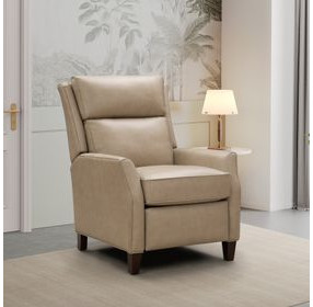 Pryce Cashmere Stone Leather Power Recliner with Power Headrest and USB Charging