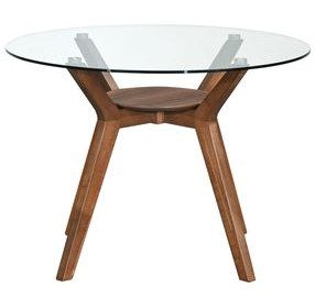Oscar Walnut and Cream 42" Round Glass Top Dining Set with 4 Cushion Chairs