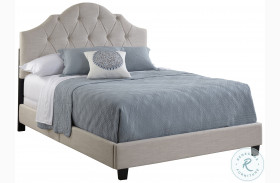 All In One Scalloped Tufted Romantica Linen King Upholstered Panel Bed