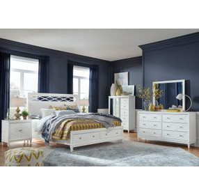Springhouse Whisper White and Gray Upholstered Storage Panel Bedroom Set
