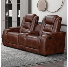 Chester Brown 74" Reclining Console Loveseat