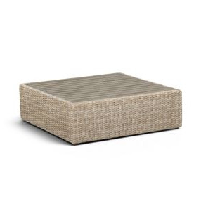 Cali Black Performance Fabric & Natural Wicker Outdoor Ottoman