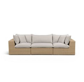 Cali Light Gray Fabric & Brown Wicker Modular Outdoor Conversation Set