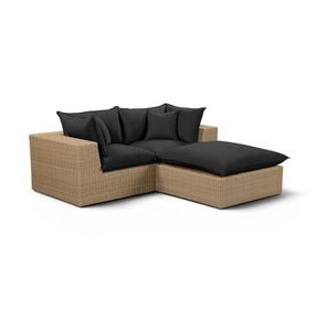Cali Black Fabric & Brown Wicker Modular Outdoor Small Sectional