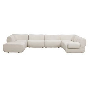 Zenith Cream Upcycled Fabric Modular U-Sectional with RAF Chair