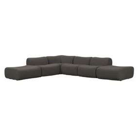 Zenith Charcoal Gray Upcycled Fabric Modular Large L-Sectional