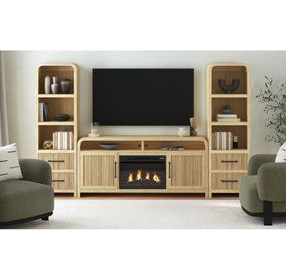 Woodridge Natural 70" TV Stand with Fireplace Insert