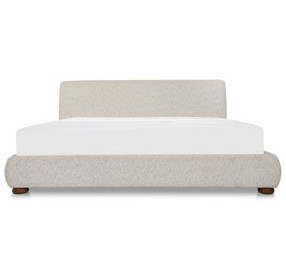 Beau Speckled Light Gray Upholstered Storage Platform Bedroom Set