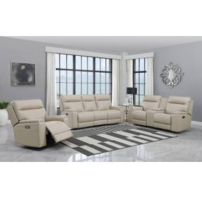Bryant Taupe Leather Lay Flat Power Reclining Living Room Set with USB Charging
