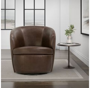 Barolo Vintage Brown Leather Swivel Club Chair