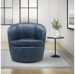Barolo Vintage Navy Leather Swivel Club Chair