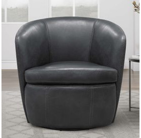 Barolo Vintage Slate Leather Swivel Club Chair