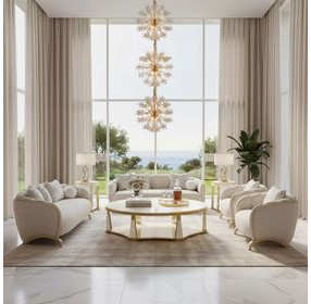Scotts Square Light Champagne Oval End Table