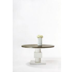 Newberry White Oak And Rustic Gray Round Dining Table