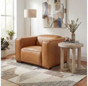 MS Rich Brown Caramel Leather Fresco Power Recliner with Power Headrest