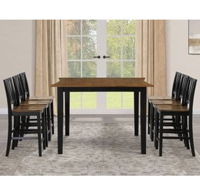Joplin Black and Brown 54" Extendable Square Counter Height Dining Table