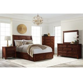 Damen Rich Cherry Queen Storage Panel Bed
