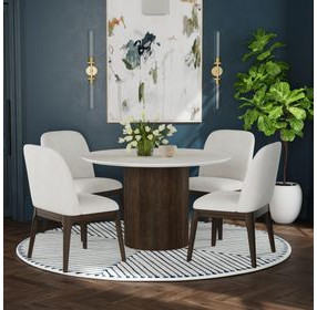 Sutton White and Dark Brown 47" Round Dining Table